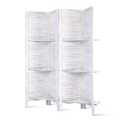 room divider privacy screen foldable partition stand 4 panel white