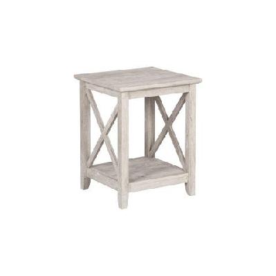 rosen wooden end lamp side table open shelf washed gray