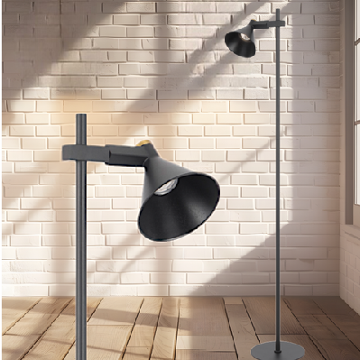 rosner modern standing floor lamp light foot switch metal black sand 