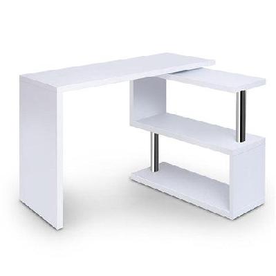 rotary corner desk with bookshelf - white