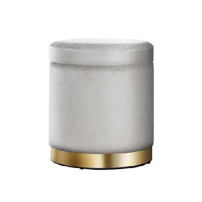 round velvet storage ottoman foot stool foot rest pouffe padded seat grey