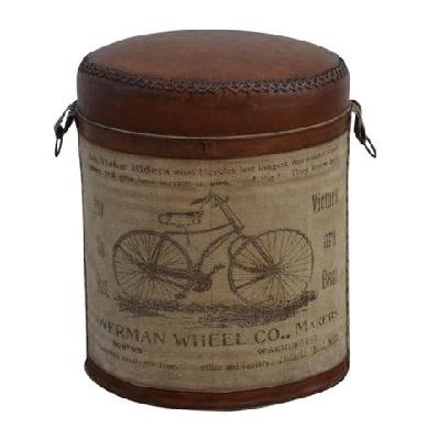 round vintage rustic bicyle foot stool ottoman