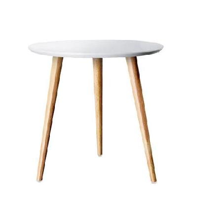 round wooden scandinavian side end lamp table - white