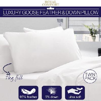 royal comfort - goose pillow twin pack - 1000gsm