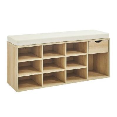 ryker shoe 3-tier shelves rack organiser storage fabric bench 104cm 1-drawer oak