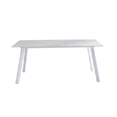 sable marble effect kitchen dining table 180cm metal legs snow white