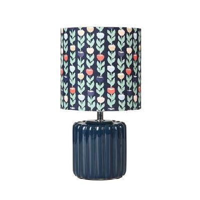 safia ceramic base fabric share desk table light lamp blue