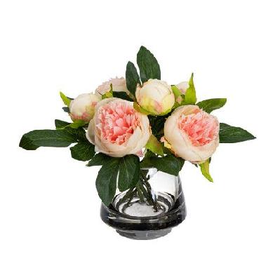 salmon peony 20cm artificial plant flower arrangement decorative in glass