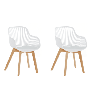 set of 2 amira kitchen dining chairs w/ arms - white/oak