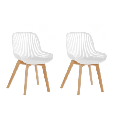 set of 2 amira kitchen dining chairs - white/oak