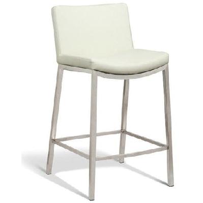 set of 2 - amos bar stool 66cm - brushed frame - white