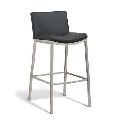 set of 2 - amos bar stool 76cm - brushed frame - black