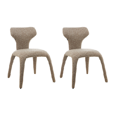 set of 2 anders boucle fabric kitchen dining chair brown
