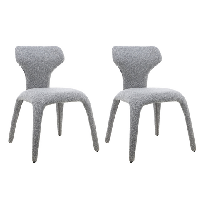set of 2 anders boucle fabric kitchen dining chair grey