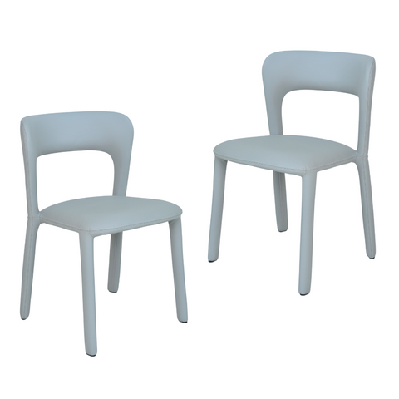 set of 2 arnie eco leather kitchen dining side chair grey