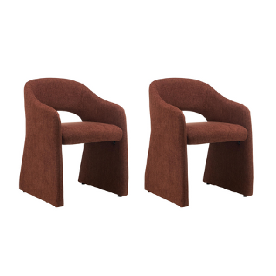 set of 2 aspen chenille fabric kitchen dining armchair rust