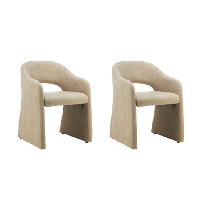 set of 2 aspen chenille fabric kitchen dining armchair sand