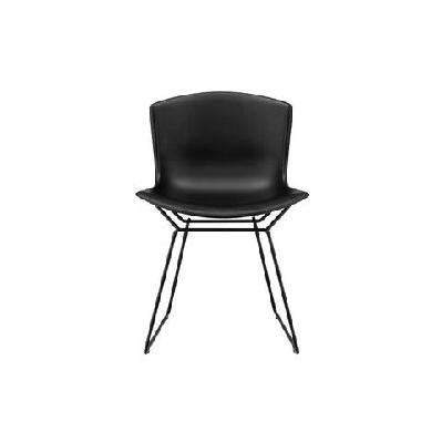 set of 2 bertoia replica molded shell side kitchen dining chair - black black