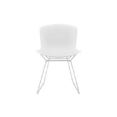 set of 2 bertoia replica molded shell side kitchen dining chair - white white