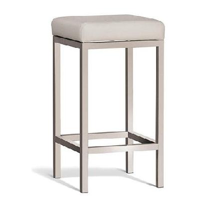 set of 2 - borgo bar stool 65cm - brushed frame - off white