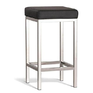 set of 2 - borgo bar stool 65cm - polished frame - black