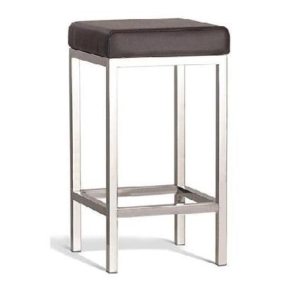 set of 2 - borgo bar stool 65cm - polished frame - brown