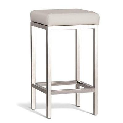 set of 2 - borgo bar stool 65cm - polished frame - off white