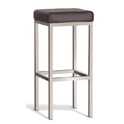 set of 2 - borgo bar stool 75cm - brushed frame - brown