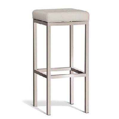 set of 2 - borgo bar stool 75cm - brushed frame - off white