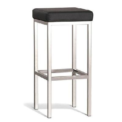 set of 2 - borgo bar stool 75cm - polished frame -  black
