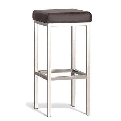 set of 2 - borgo bar stool 75cm - polished frame - brown