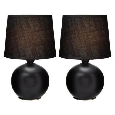 set of 2 capri ceramic base modern round table lamp - black