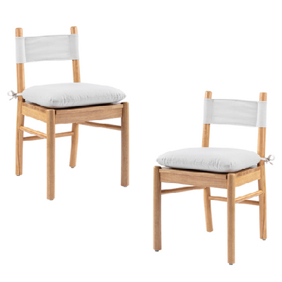 set of 2 casey wooden kitchen dining chair w/ cushion white/oak