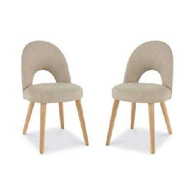 set of 2 - charlie scandinavian fabric dining chair - stone