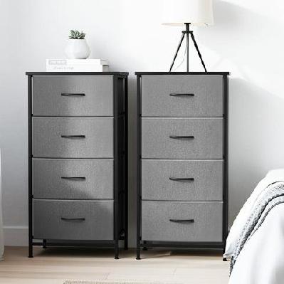 set of 2 chest of 4 drawers storage dresser tallboy grey