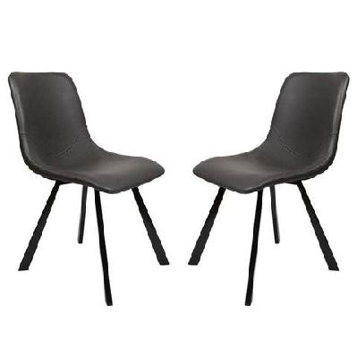 set of 2 cos faux leather dining chair black metal legs - antique black