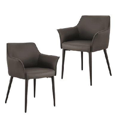 set of 2 dante eco leather kitchen dining armchair metal frame - grey