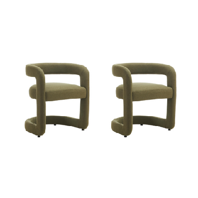 set of 2 deidra linen fabric kitchen dining armchair olive