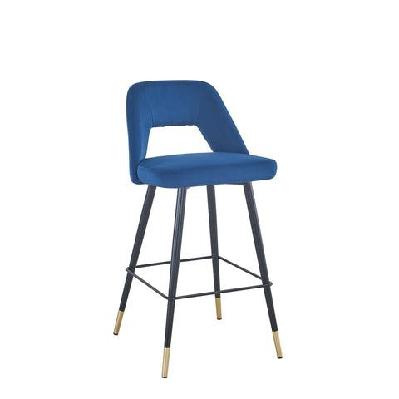set of 2 delphi velvet fabric kitchen bar stool - blue