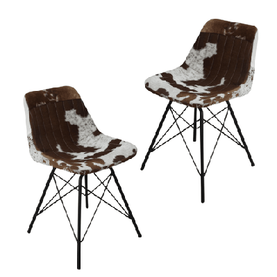 set of 2 eames replica inspired cozy cowhide dining chair