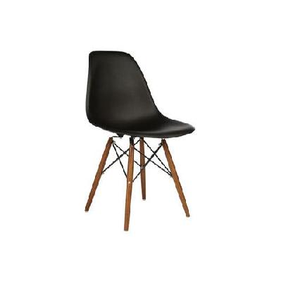 set of 2 eames replica premium dsw kitchen dining side chairs - black seat/walnut legs black / walnut