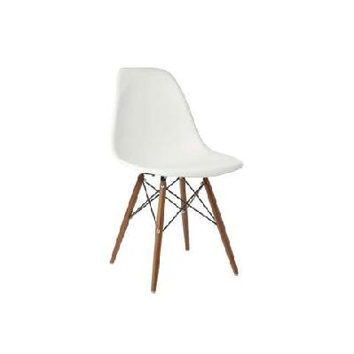 set of 2 eames replica premium dsw kitchen dining side chairs - white seat/walnut legs