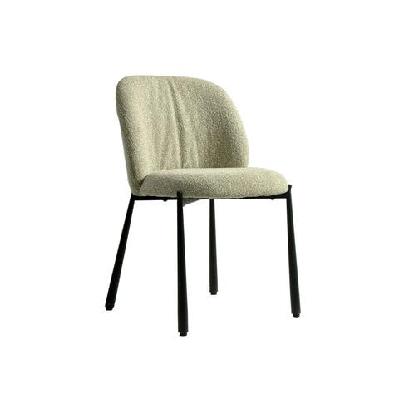 set of 2 elvio boucle fabric kitchen dining side chair black powder coated legs sand