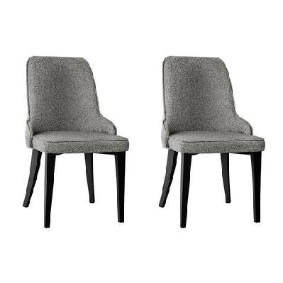 set of 2 fabric dining chairs - grey