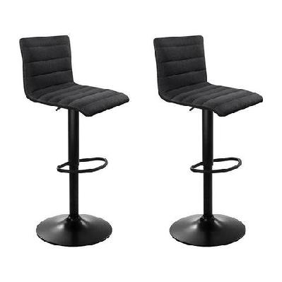 set of 2 faux linen bar stools - black