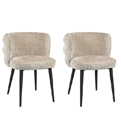 set of 2 flavio fabric kitchen dining chair metal legs latte