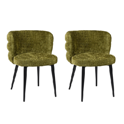 set of 2 flavio fabric kitchen dining chair metal legs moss