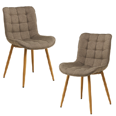 set of 2 gian fabric kitchen dining side chair metal legs taupe