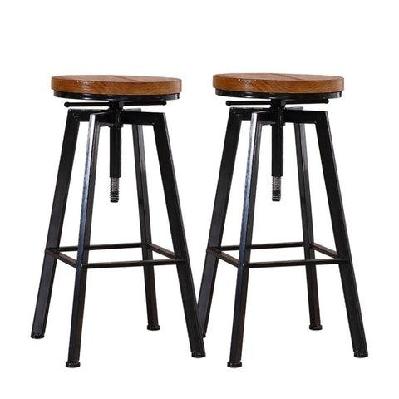 set of 2  industrial bar stools kitchen wooden barstools swivel natural