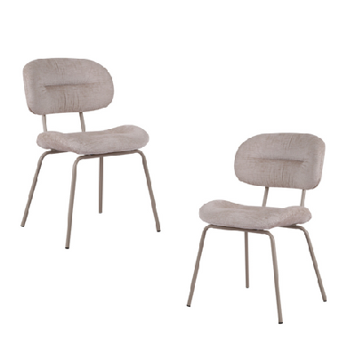 set of 2 jaxon fabric kitchen dining side chair metal legs pearl 